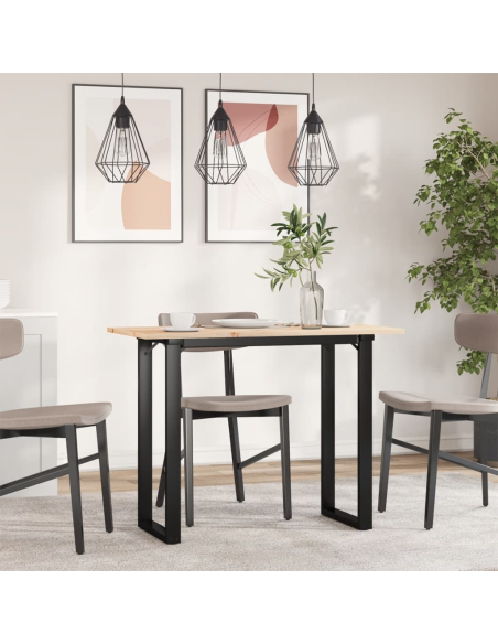 Table à manger Style Industriel cadre en O en bois de pin massif & fonte 100 x 50 x 75 cm {attributes}