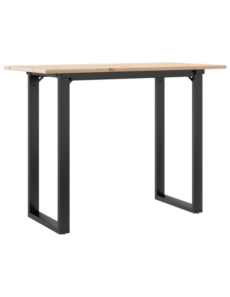 Table à manger Style Industriel cadre en O en bois de pin massif & fonte 100 x 50 x 75 cm {attributes}