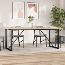 Table à manger Style Industriel cadre en O en bois de pin massif & fonte 200 x 100 x 75.5 cm {attributes} 2