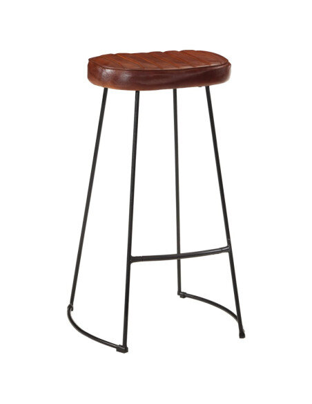 Tabourets de bar gavin Industriel / Rétro - Vintage en lot de 2 avec cadre en métal et revêtement en cuir Brun 44 x 37.5 x 78 cm Tabourets de bar gavin Industriel / Rétro - Vintage en lot de 2 avec cadre en métal et revêtement en cuir Brun 44 x 37.5 x 78 cm