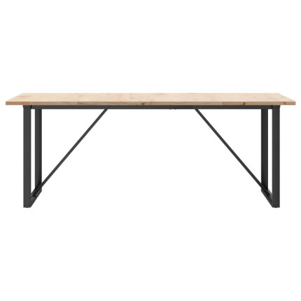 Table à manger Style Industriel cadre en O en bois de pin massif & fonte 200 x 100 x 75.5 cm {attributes}