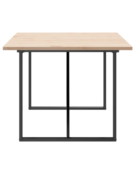 Table à manger Style Industriel cadre en O en bois de pin massif & fonte 200 x 100 x 75.5 cm {attributes}