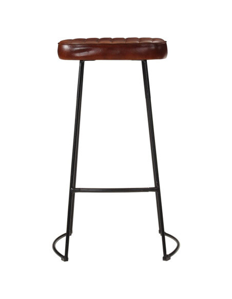 Tabourets de bar gavin Industriel / Rétro - Vintage en lot de 2 avec cadre en métal et revêtement en cuir Brun 44 x 37.5 x 78 cm Tabourets de bar gavin Industriel / Rétro - Vintage en lot de 2 avec cadre en métal et revêtement en cuir Brun 44 x 37.5 x 78 cm
