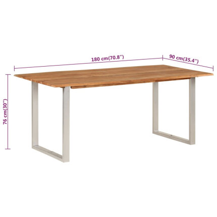 Table salle à manger Style Industriel en bois d'acacia massif 180 x 90 x 76 cm {attributes}