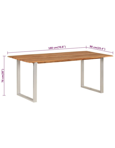 Table salle à manger Style Industriel en bois d'acacia massif 180 x 90 x 76 cm {attributes}