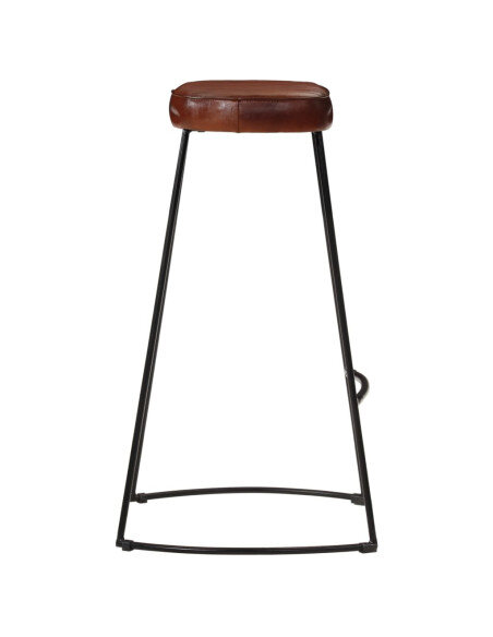 Tabourets de bar gavin Industriel / Rétro - Vintage en lot de 2 avec cadre en métal et revêtement en cuir Brun 44 x 37.5 x 78 cm Tabourets de bar gavin Industriel / Rétro - Vintage en lot de 2 avec cadre en métal et revêtement en cuir Brun 44 x 37.5 x 78 cm