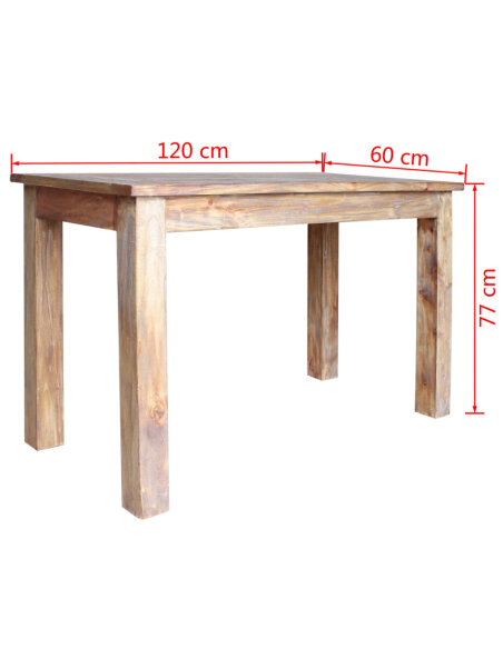 Table à manger style bohème / nature en bois de récupération 120x60x77 cm {attributes} Table à manger style bohème / nature en bois de récupération 120x60x77 cm {attributes}