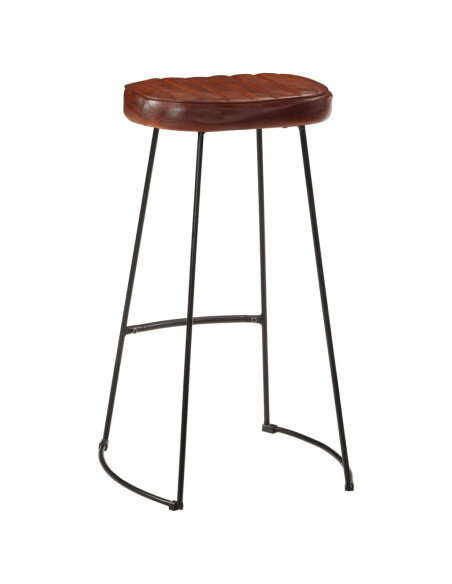 Tabourets de bar gavin Industriel / Rétro - Vintage en lot de 2 avec cadre en métal et revêtement en cuir Brun 44 x 37.5 x 78 cm Tabourets de bar gavin Industriel / Rétro - Vintage en lot de 2 avec cadre en métal et revêtement en cuir Brun 44 x 37.5 x 78 cm