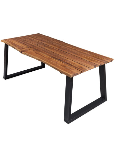 Table à manger Style Industriel en bois d'acacia massif 170x90x75 cm {attributes}