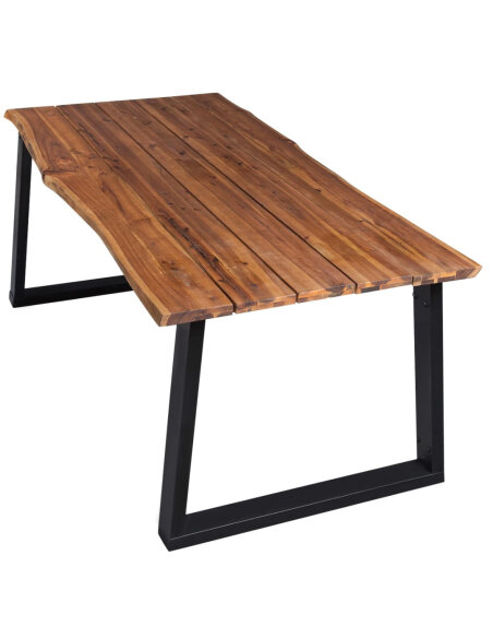 Table à manger Style Industriel en bois d'acacia massif 170x90x75 cm {attributes}