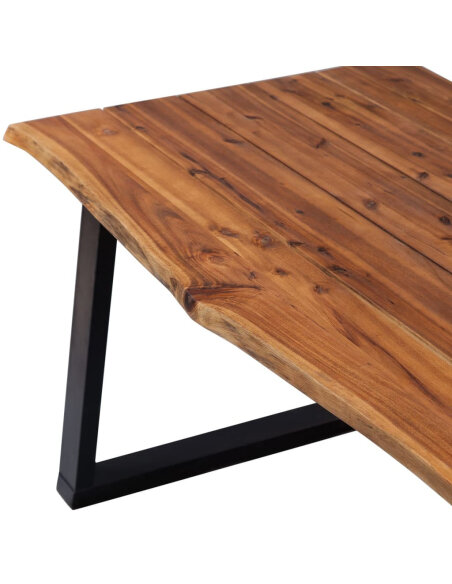 Table à manger Style Industriel en bois d'acacia massif 170x90x75 cm {attributes}