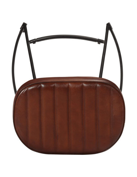 Tabourets de bar gavin Industriel / Rétro - Vintage en lot de 2 avec cadre en métal et revêtement en cuir Brun 44 x 37.5 x 78 cm Tabourets de bar gavin Industriel / Rétro - Vintage en lot de 2 avec cadre en métal et revêtement en cuir Brun 44 x 37.5 x 78 cm