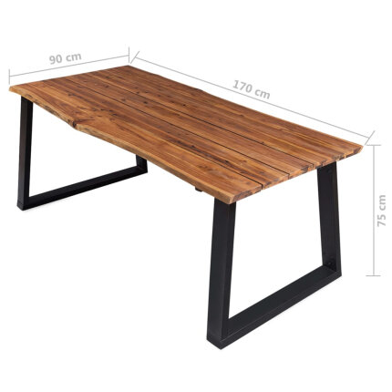 Table à manger Style Industriel en bois d'acacia massif 170x90x75 cm {attributes}