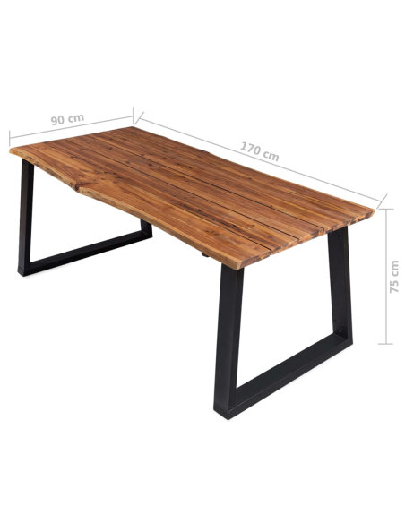 Table à manger Style Industriel en bois d'acacia massif 170x90x75 cm {attributes}