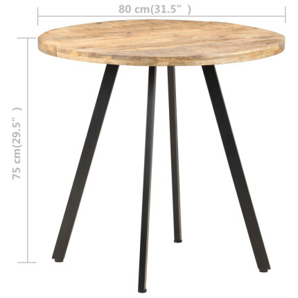 Table salle à manger Style Industriel en bois de manguier brut 80 cm {attributes}