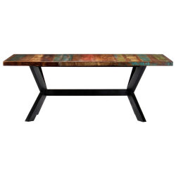 Table à manger Style Industriel en bois de récupération Multicolore 200 x 100 x 75 cm {attributes} 2