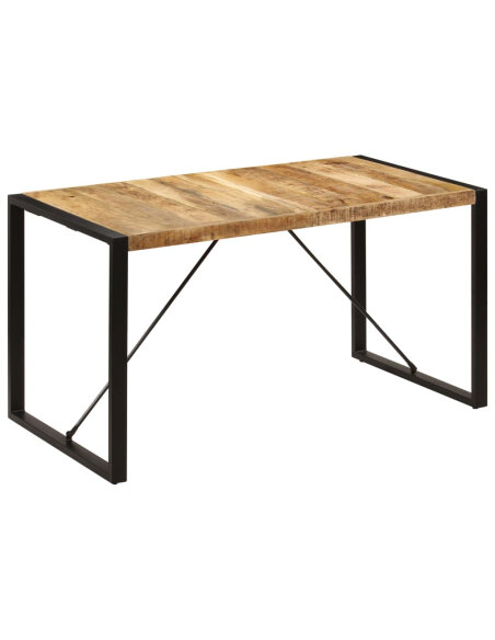 Table à manger Style Industriel en bois de manguier massif 140 x 70 x 75 cm {attributes} Table à manger Style Industriel en bois de manguier massif 140 x 70 x 75 cm {attributes}