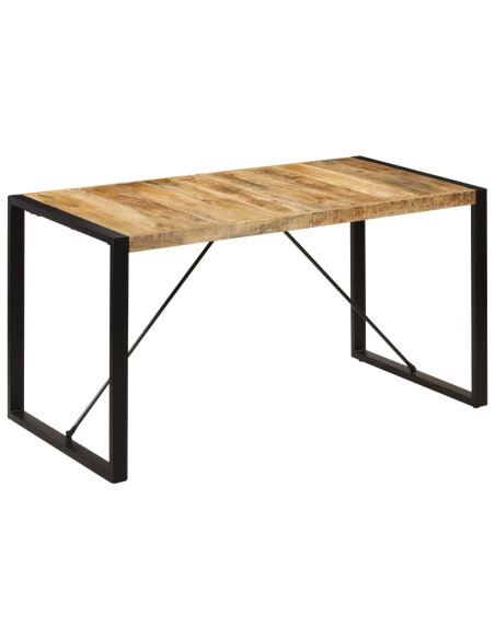 Table à manger Style Industriel en bois de manguier massif 140 x 70 x 75 cm {attributes} Table à manger Style Industriel en bois de manguier massif 140 x 70 x 75 cm {attributes}