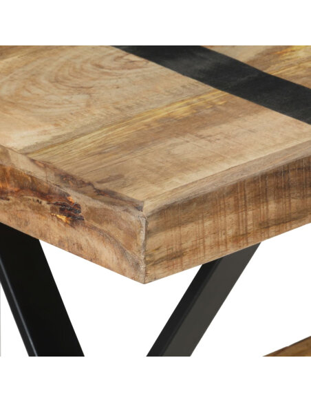 Table à manger Style Industriel en bois de manguier brut 120 x 60 x 76 cm {attributes}