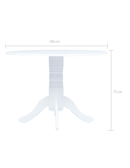Table à manger style Campagne en bois d'hévéa massif Blanc 106 cm x 75 cm {attributes} Table à manger style Campagne en bois d'hévéa massif Blanc 106 cm x 75 cm {attributes}