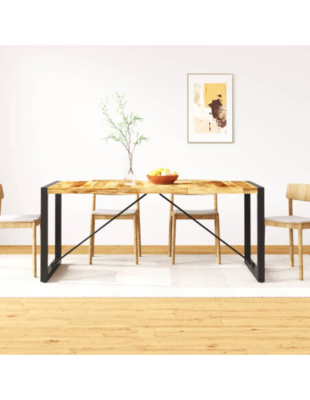 Table à manger Style Industriel en bois de manguier brut 180 x 90 x 76 cm {attributes}
