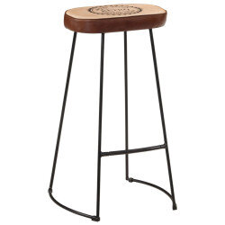 Tabourets de bar Industriel / Rétro - Vintage en lot de 2 avec cadre en métal et revêtement en cuir Brun 44 x 37.5 x 78 cm {attr 2