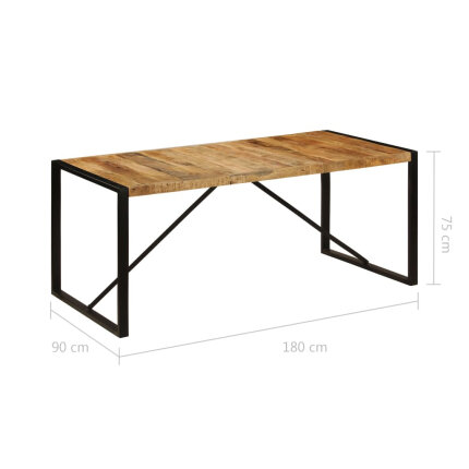 Table à manger Style Industriel en bois de manguier brut 180 x 90 x 76 cm {attributes}