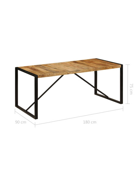 Table à manger Style Industriel en bois de manguier brut 180 x 90 x 76 cm {attributes}