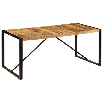 Table à manger Style Industriel en bois de manguier brut 180 x 90 x 76 cm {attributes}