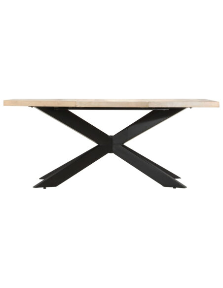 Table à manger Style Industriel en bois de manguier massif blanchi 180x90x76 cm {attributes} Table à manger Style Industriel en bois de manguier massif blanchi 180x90x76 cm {attributes}