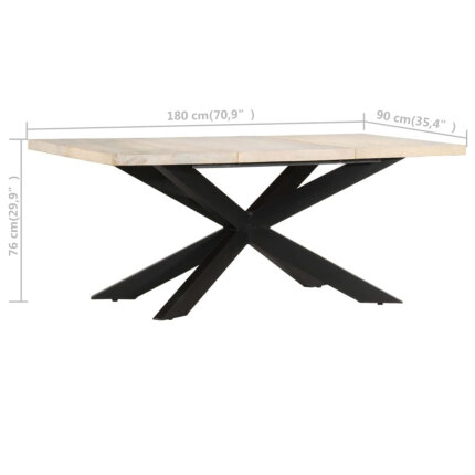 Table à manger Style Industriel en bois de manguier massif blanchi 180x90x76 cm {attributes}