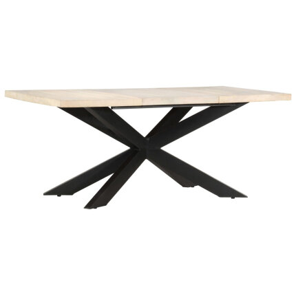 Table à manger Style Industriel en bois de manguier massif blanchi 180x90x76 cm {attributes}