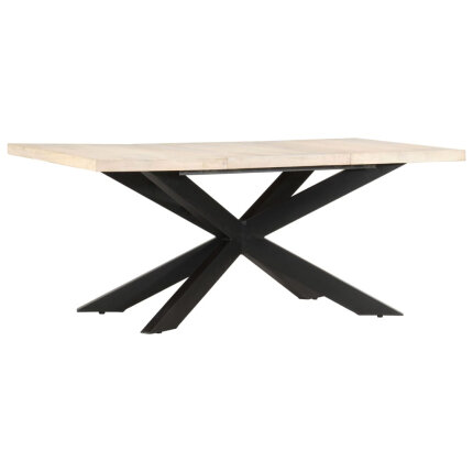 Table à manger Style Industriel en bois de manguier massif blanchi 180x90x76 cm {attributes}