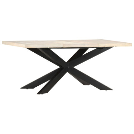 Table à manger Style Industriel en bois de manguier massif blanchi 180x90x76 cm {attributes}
