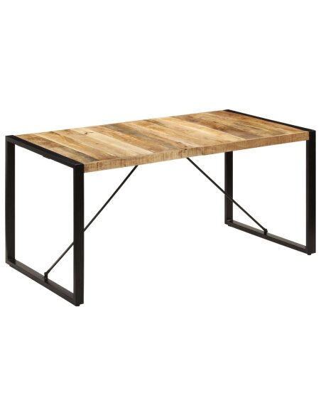 Table à manger Style Industriel en bois de manguier massif 160 x 80 x 75 cm {attributes}