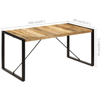 Table à manger Style Industriel en bois de manguier massif 160 x 80 x 75 cm {attributes}