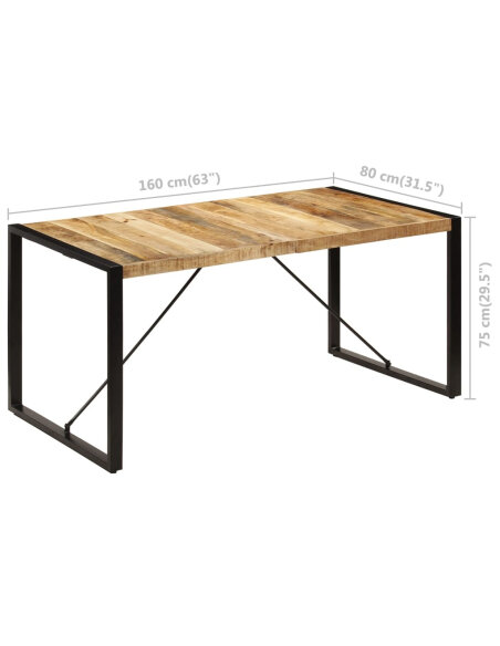 Table à manger Style Industriel en bois de manguier massif 160 x 80 x 75 cm {attributes}