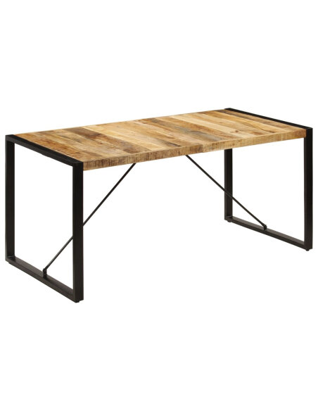 Table à manger Style Industriel en bois de manguier massif 160 x 80 x 75 cm {attributes}