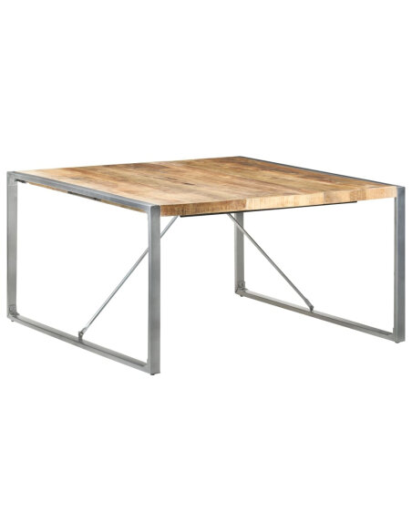 Table à manger Style Industriel en bois de manguier brut 140x140x75 cm {attributes} Table à manger Style Industriel en bois de manguier brut 140x140x75 cm {attributes}