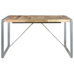 Table à manger Style Industriel en bois de manguier brut 140x140x75 cm {attributes} 2