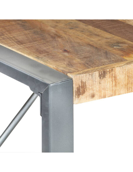 Table à manger Style Industriel en bois de manguier brut 140x140x75 cm {attributes} Table à manger Style Industriel en bois de manguier brut 140x140x75 cm {attributes}