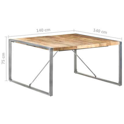 Table à manger Style Industriel en bois de manguier brut 140x140x75 cm {attributes}