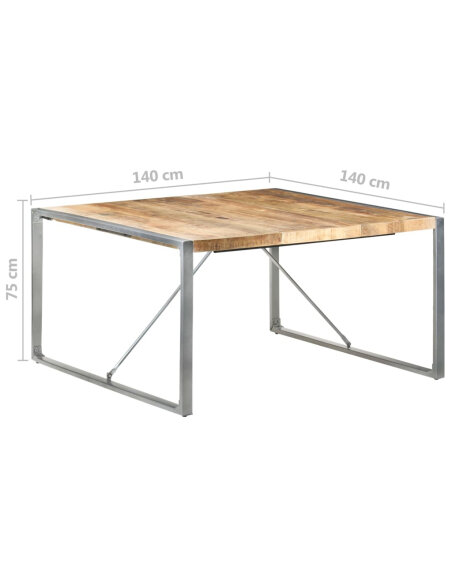 Table à manger Style Industriel en bois de manguier brut 140x140x75 cm {attributes} Table à manger Style Industriel en bois de manguier brut 140x140x75 cm {attributes}