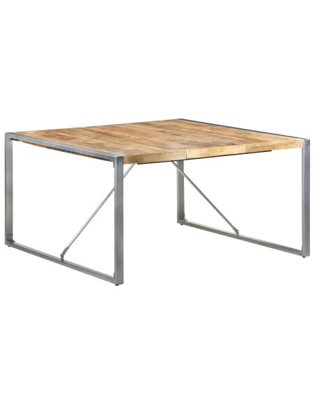 Table à manger Style Industriel en bois de manguier brut 140x140x75 cm {attributes} Table à manger Style Industriel en bois de manguier brut 140x140x75 cm {attributes}
