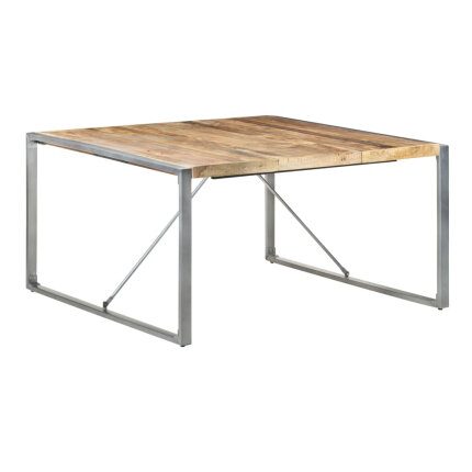 Table à manger Style Industriel en bois de manguier brut 140x140x75 cm {attributes}