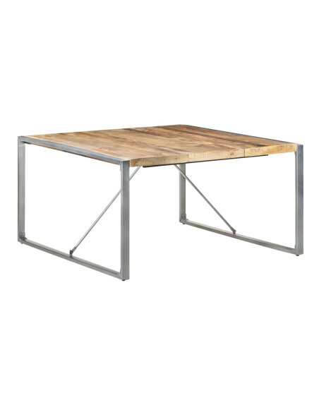 Table à manger Style Industriel en bois de manguier brut 140x140x75 cm {attributes} Table à manger Style Industriel en bois de manguier brut 140x140x75 cm {attributes}