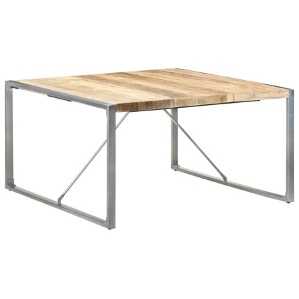 Table à manger Style Industriel en bois de manguier brut 140x140x75 cm {attributes}