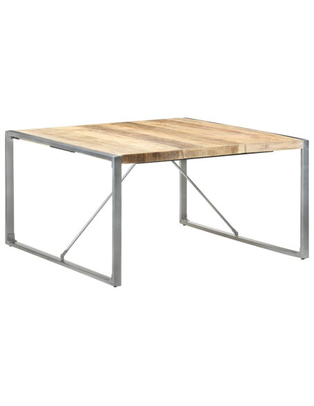 Table à manger Style Industriel en bois de manguier brut 140x140x75 cm {attributes} Table à manger Style Industriel en bois de manguier brut 140x140x75 cm {attributes}