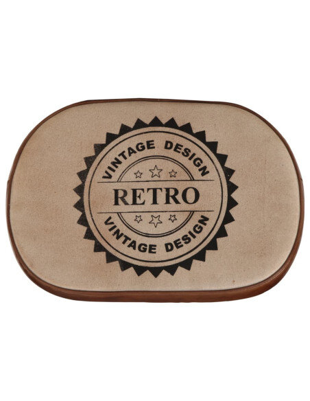 Tabourets de bar Industriel / Rétro - Vintage en lot de 2 avec cadre en métal et revêtement en cuir Brun 44 x 37.5 x 78 cm {attr Tabourets de bar Industriel / Rétro - Vintage en lot de 2 avec cadre en métal et revêtement en cuir Brun 44 x 37.5 x 78 cm {attr