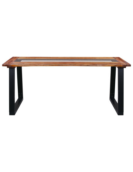 Table à manger Style Industriel en bois d'acacia massif et en verre 180x90x75 cm {attributes} Table à manger Style Industriel en bois d'acacia massif et en verre 180x90x75 cm {attributes}